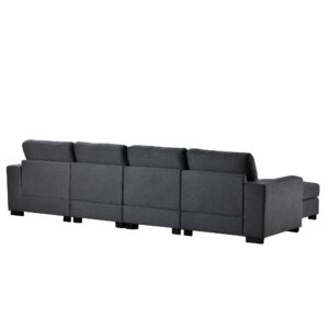 Voohek Sectional Sofa Upholstered Lounge Couch, for Living Room, Apartment, Grey