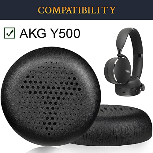 SOULWIT Professional Replacement Ear Pads Cushions for AKG Y500 On-Ear Foldable Wireless Bluetooth Headphones, Earpads with Soft Protein Leather - Black