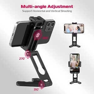 ULANZI Phone Tripod Mount 2 Cold Shoes & Arca Port, HP004 Metal 360° Smartphone Tripod Adapter for iPhone, Cell Phone Vlog Tripod Grip Stand Holder for Desktop Tripod Video Live Streaming Vlogging Rig