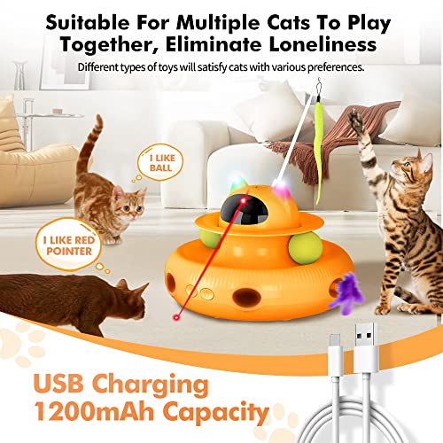 UPSKY Cat Toys 4-in-1 Interactive Electronic Cat Toy for Indoor Kitten, 2023 Upgrade Automatic Cat Pointer Toys, Cat Feather Toys, Cat Wand Toy, and Cat Roller Toy Relieves Anxiety & Boredom