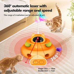 UPSKY Cat Toys 4-in-1 Interactive Electronic Cat Toy for Indoor Kitten, 2023 Upgrade Automatic Cat Pointer Toys, Cat Feather Toys, Cat Wand Toy, and Cat Roller Toy Relieves Anxiety & Boredom