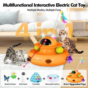 UPSKY Cat Toys 4-in-1 Interactive Electronic Cat Toy for Indoor Kitten, 2023 Upgrade Automatic Cat Pointer Toys, Cat Feather Toys, Cat Wand Toy, and Cat Roller Toy Relieves Anxiety & Boredom