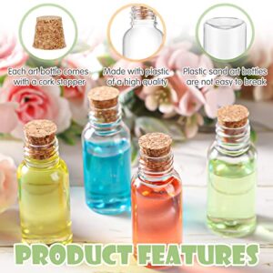 50 Packs 1 oz Plastic Sand Art Bottles with Cork Stoppers Mini Vial Potion Bottles Perfume Cork Bottle with 10 Mini Funnels for Filling Bottles for DIY Craft, Essential Oil, Message, Party Favor