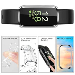 3 Pack - Fintie Case Compatible with Fitbit Inspire 3 / Inspire 2 / Inspire HR, Flexible Soft Full-Around watch Screen Protector TPU Case Cover Bumper Shell, Black+Clear+Rose Pink