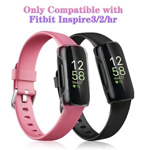 3 Pack - Fintie Case Compatible with Fitbit Inspire 3 / Inspire 2 / Inspire HR, Flexible Soft Full-Around watch Screen Protector TPU Case Cover Bumper Shell, Black+Clear+Rose Pink