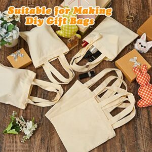 Amylove 48 Pcs 8.5 x 8 Inch Mini Tote Bag Blank Canvas Tote Bags Reusable Grocery Bags DIY Sacks Goody Bags for Kids (Beige)