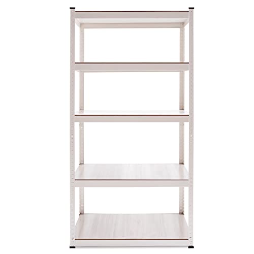 JINZEHUIH 5 Tier Storage Shelves, 36" W x 15.8" D x 72" H 2755 LBS Garage Storage Heavy Duty Metal Shelving, Adjustable Storage Utility Rack Shelf Unit for Kitchen Pantry Garage Office, White