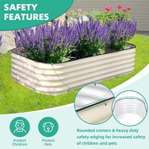 T4U Raised Garden Bed,17" Tall 8ft X 2ft Zinc-Aluminum-Magnesium Stainless Steel Durable Metal Planter Box, Easy to Install, Outdoor Planter Garden Bed for Vegetables Flowers Fruits etc