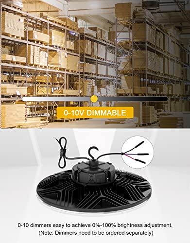 ORRGENA High Bay LED Light UFO High Bay LED Shop Lights, 80W/100W/150W Adjustable, 3000K/4000K/5000K Adjustable, Dimmable AC100-277V Low Bay Lighting for Gym Warehouse Factory Fixture