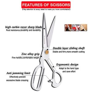 10" Sewing Scissors,Heavy Duty Tailor Scissors Shears for Fabric,Leather,Raw Materials,Dressingmaking,Altering-Professional Upholstery Shears for Dressmakers Students Office Crafting