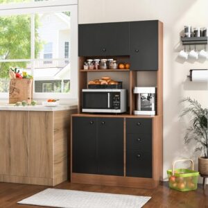PETSITE Kitchen Buffet Hutch Storage Cabinet, 71'' Freestanding Pantry with 3 Cabinets & Drawers, Adjustable Shelves, Microwave Cupboard for Living Room, Dining Room