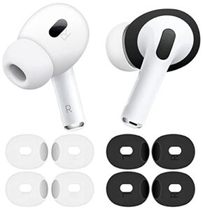 [ fit in case ] ultra thin compatible with airpods pro 2 ear tips eartips, replacement super thin anti scratch cover skin accessories compatible with airpods pro 2nd generation 2 white 2 black