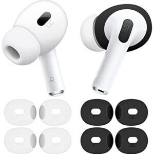 [ Fit in Case ] Ultra Thin Compatible with AirPods Pro 2 Ear Tips Eartips, Replacement Super Thin Anti Scratch Cover Skin Accessories Compatible with AirPods Pro 2nd Generation 2 White 2 Black