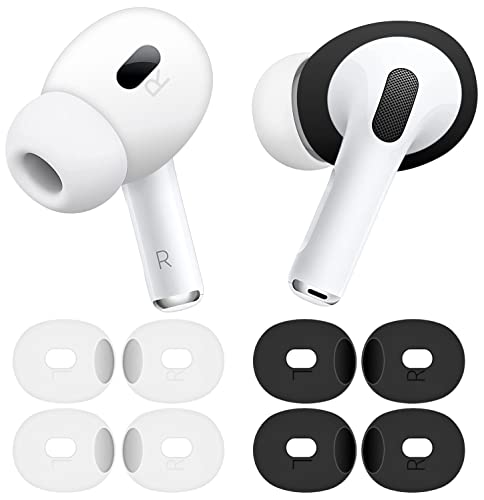 [ Fit in Case ] Ultra Thin Compatible with AirPods Pro 2 Ear Tips Eartips, Replacement Super Thin Anti Scratch Cover Skin Accessories Compatible with AirPods Pro 2nd Generation 2 White 2 Black