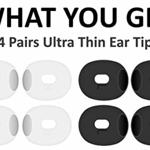 [ Fit in Case ] Ultra Thin Compatible with AirPods Pro 2 Ear Tips Eartips, Replacement Super Thin Anti Scratch Cover Skin Accessories Compatible with AirPods Pro 2nd Generation 2 White 2 Black