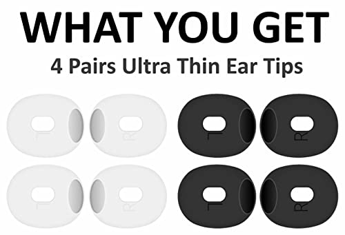 [ Fit in Case ] Ultra Thin Compatible with AirPods Pro 2 Ear Tips Eartips, Replacement Super Thin Anti Scratch Cover Skin Accessories Compatible with AirPods Pro 2nd Generation 2 White 2 Black