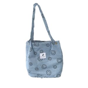 vfdgsaz trendy corduroy tote bag cute aesthetic tote bags girls fashion school lunch tote bags (blue)