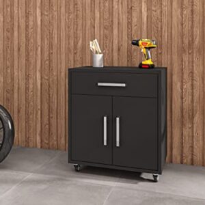 Manhattan Comfort Eiffel 2-Piece Storage Garage Set in Matte Black