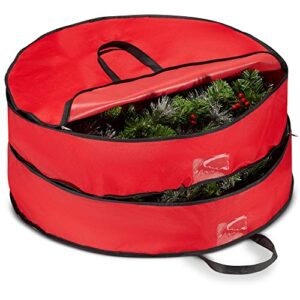 Nakior Christmas Double Wreath Storage Bag – 30 Inch Xmas Wreath Storage Container – Stores 2 Wreath’s Upto 30” Each– Garland Bag Made from a Durable 600 Oxford Fabric