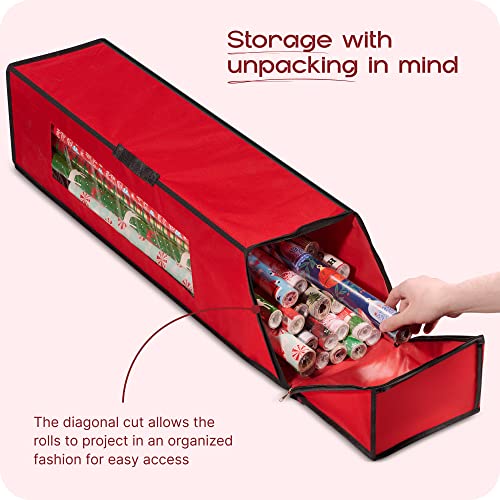 Nakior Christmas Wrapping Paper Storage Container – Xmas Gift Wrap Organizer – Stores up to 24 Standard Rolls – Under Bed Storage Bin for All Christmas Accessories – Made from 600 Oxford Fabric