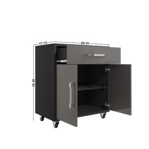 Manhattan Comfort Eiffel Garage Work Station Set of 3 in Matte Black and Gray