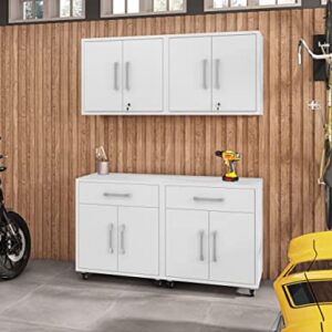 Manhattan Comfort Eiffel 4-Piece Garage Storage Set in White