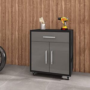 Manhattan Comfort Eiffel Garage Cabinets and Storage System, Set of 4, Matte Black and Grey