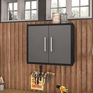 Manhattan Comfort Eiffel Garage Cabinets and Storage System, Set of 4, Matte Black and Grey