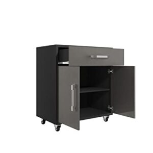 Manhattan Comfort Eiffel Garage Cabinets and Storage System, Set of 4, Matte Black and Grey