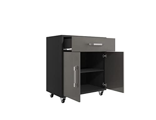 Manhattan Comfort Eiffel Garage Cabinets and Storage System, Set of 4, Matte Black and Grey