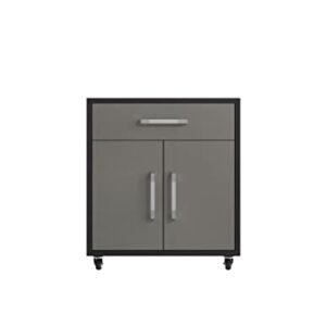 Manhattan Comfort Eiffel Garage Cabinets and Storage System, Set of 4, Matte Black and Grey