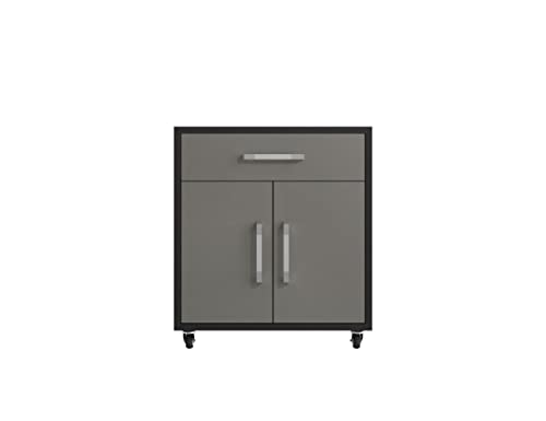 Manhattan Comfort Eiffel Garage Cabinets and Storage System, Set of 4, Matte Black and Grey