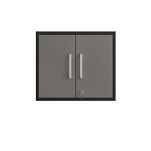 Manhattan Comfort Eiffel Garage Cabinets and Storage System, Set of 4, Matte Black and Grey