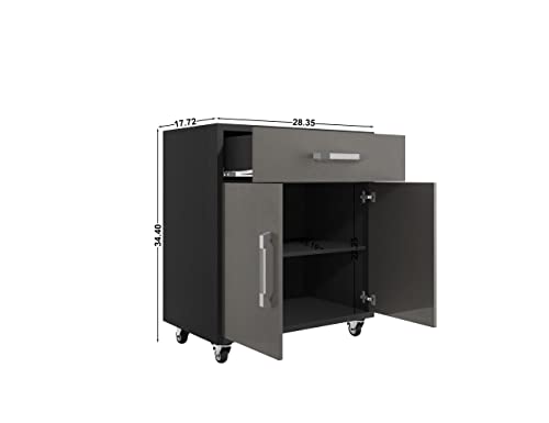 Manhattan Comfort Eiffel Garage Cabinets and Storage System, Set of 4, Matte Black and Grey