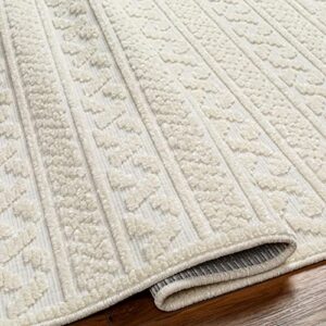 Artistic Weavers Lyna Boho Striped Textured Washable Area Rug, 2' x 2'10", Cream