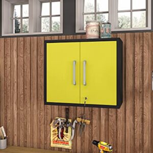 Manhattan Comfort Eiffel 5-Piece Garage Storage Set in Matte Black and Yellow