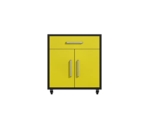 Manhattan Comfort Eiffel 5-Piece Garage Storage Set in Matte Black and Yellow