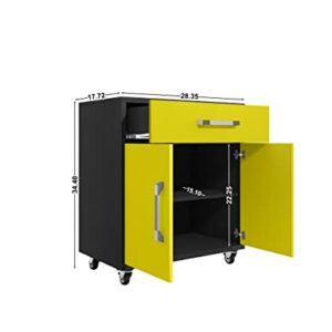 Manhattan Comfort Eiffel 5-Piece Garage Storage Set in Matte Black and Yellow