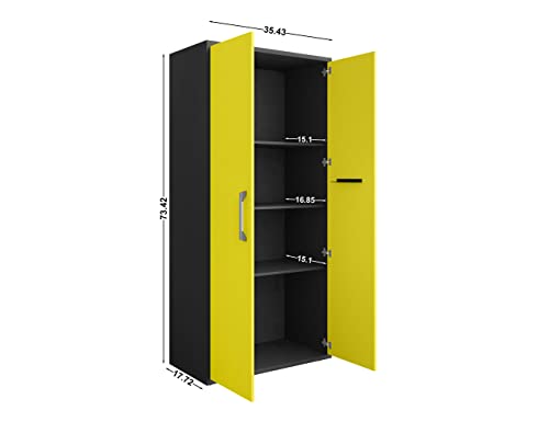 Manhattan Comfort Eiffel Garage Cabinets and Storage System, Set of 6, Yellow