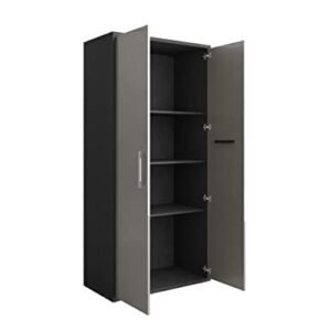 Manhattan Comfort Eiffel Garage Cabinets and Storage System, Set of 3, Matte Black and Grey