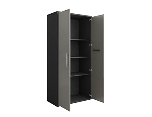 Manhattan Comfort Eiffel Garage Cabinets and Storage System, Set of 3, Matte Black and Grey