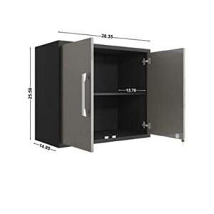 Manhattan Comfort Eiffel Garage Cabinets and Storage System, Set of 3, Matte Black and Grey