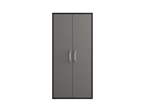 Manhattan Comfort Eiffel Garage Cabinets and Storage System, Set of 3, Matte Black and Grey