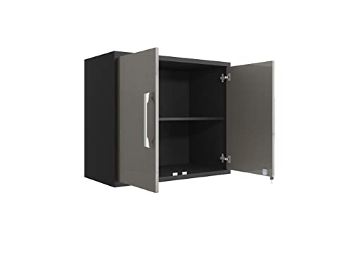 Manhattan Comfort Eiffel Garage Cabinets and Storage System, Set of 3, Matte Black and Grey