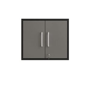 Manhattan Comfort Eiffel Garage Cabinets and Storage System, Set of 3, Matte Black and Grey