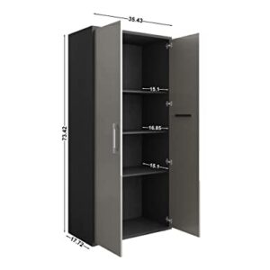 Manhattan Comfort Eiffel Garage Cabinets and Storage System, Set of 3, Matte Black and Grey