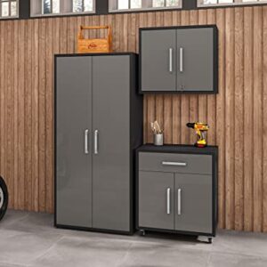 Manhattan Comfort Eiffel Garage Cabinets and Storage System, Set of 3, Matte Black and Grey