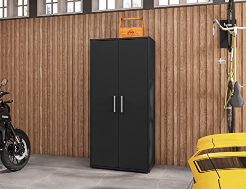 Manhattan Comfort Eiffel 3-Piece Storage Garage Set in Matte Black