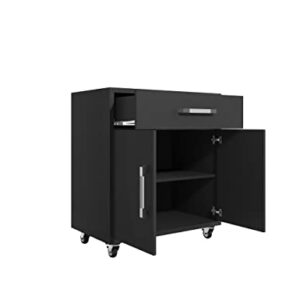 Manhattan Comfort Eiffel 3-Piece Storage Garage Set in Matte Black