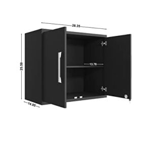 Manhattan Comfort Eiffel 3-Piece Storage Garage Set in Matte Black